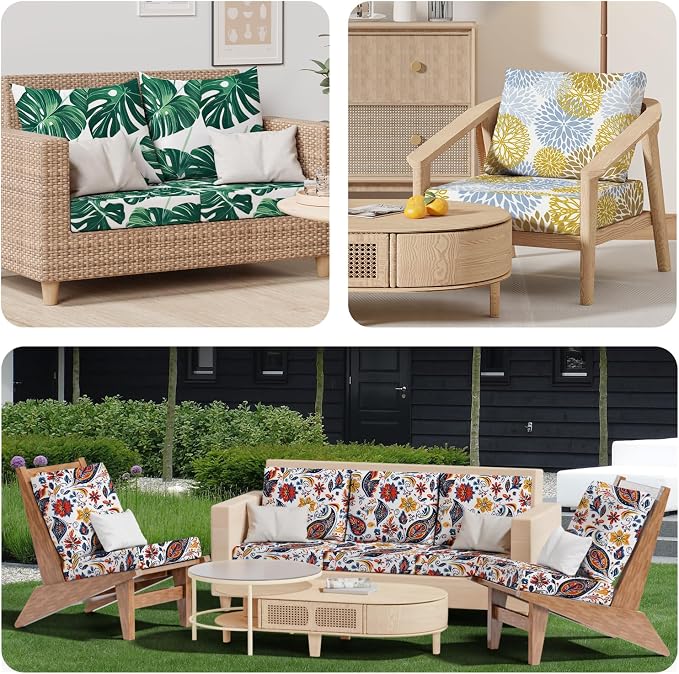 8Pcs Outdoor Cushion Covers, Stretch Patio Furniture Couch Chair Slipcovers | - Image 9