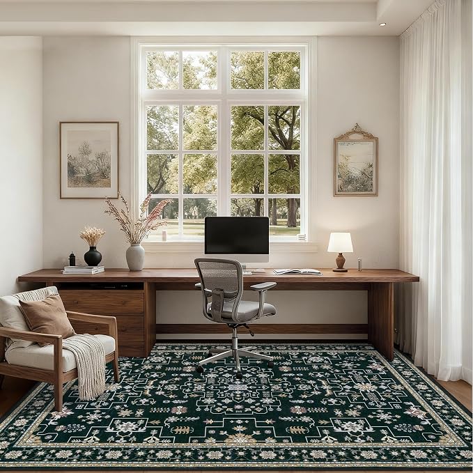 9x12 Area Rugs Living Room: Washable Vintage Rug - Image 6