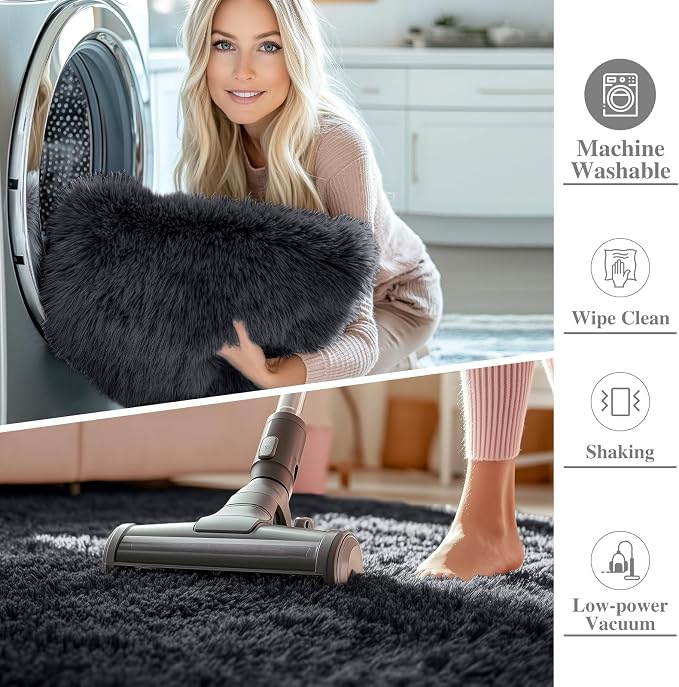 OLANLY Area Rugs for Living Room Bedroom, Machine Washable 4x5.9 ft Soft Fluffy - Image 2