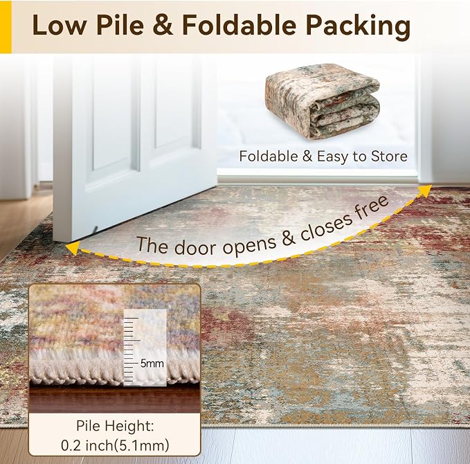 RELEANY Washable 2'x3' Abstract Area Rug - Image 5