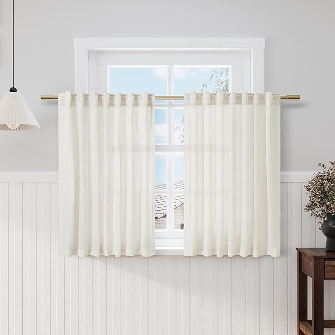 Cream Kitchen Cafe Curtains 45 Inch Length 2 Panel Set Back Tab Pocket Semi by Nanspring