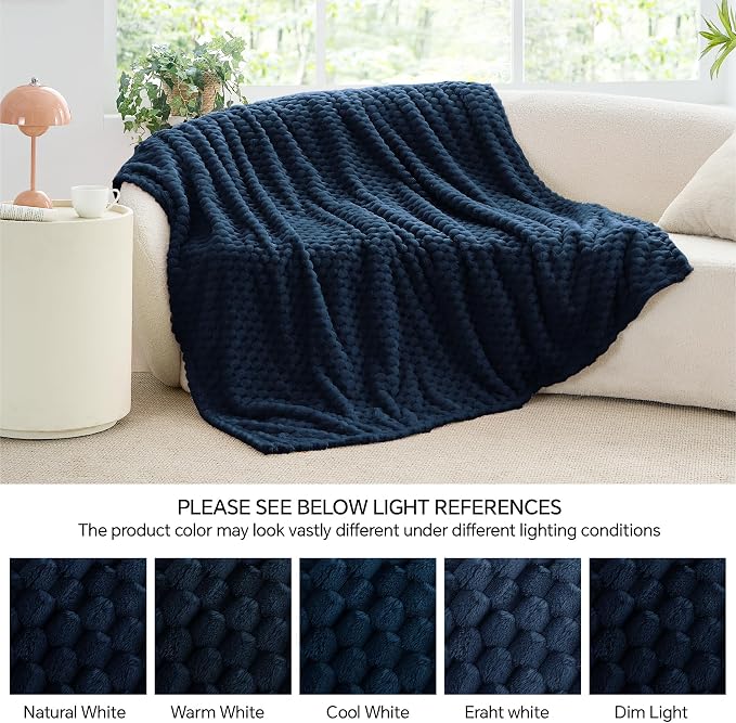 BEDELITE Navy Throw Blanket for Couch, Soft Cozy Gifts for Women, 50 * 60 | 3D - Image 7