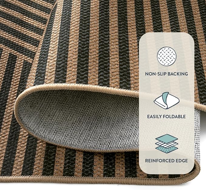Lahome Geometric Easy Jute Outdoor Rug 5x7, Farmhouse Washable Indoor Outdoor - Image 3