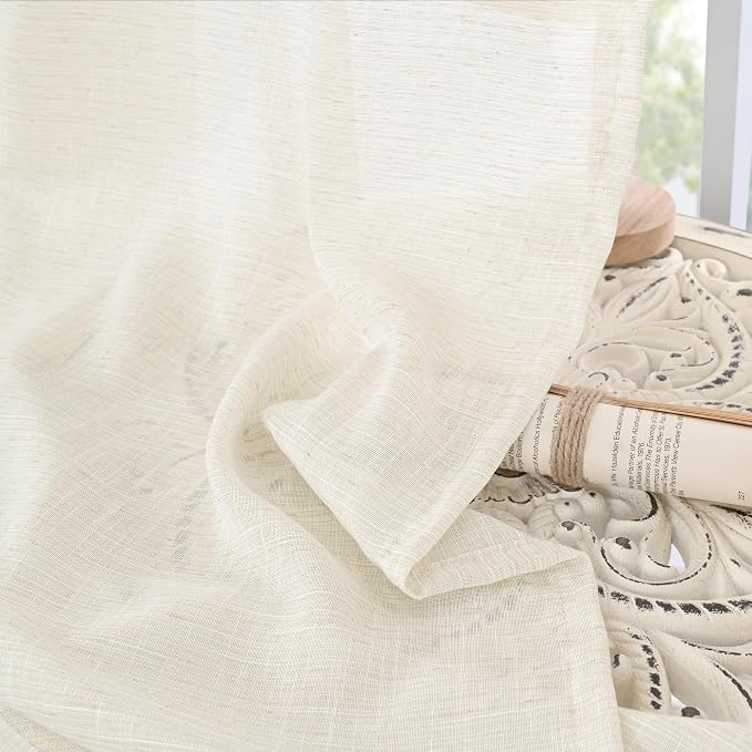 BGment Ivory Linen Curtains 90 Inches Long - Image 8