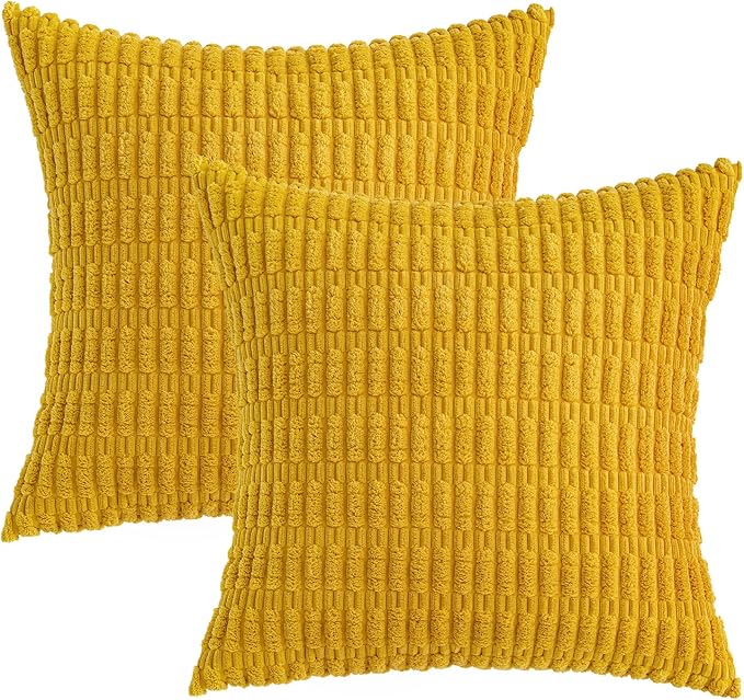 MIULEE Decorative Throw Pillow Covers 18x18 Mustard Yellow Pack of 2 | Soft - Image 6