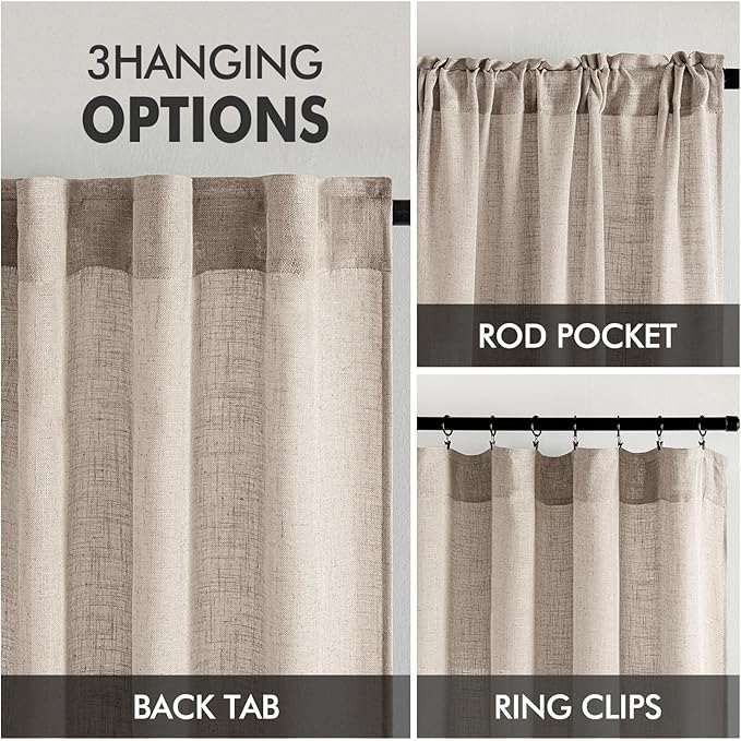 MIULEE Natural Linen Curtains 52x84 Inch Length - Image 3