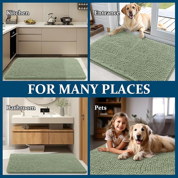 OLANLY Dog Door Mat for Muddy Paws 47x20, Super Absorbent Chenille Mud Mat | - Image 8