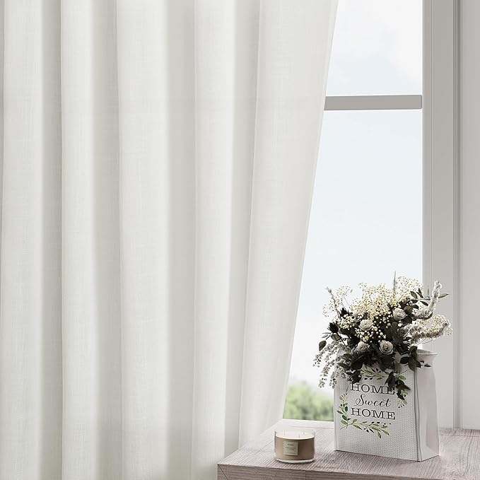 Off White Linen Curtains 63 inches Long - Image 2
