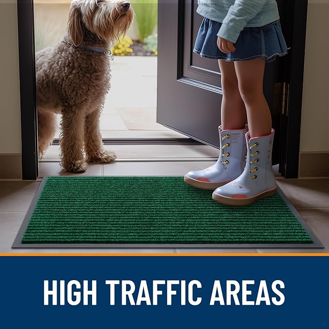 OLANLY 2-Pack Front Door Mats 59x34, Waterproof Heavy-Duty Doormats | Green - Image 7