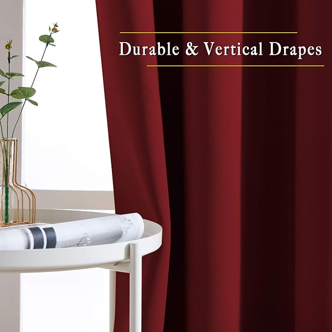NICETOWN Red Kitchen Curtains for Christmas, Thermal Insulated Grommet Blackout - Image 5