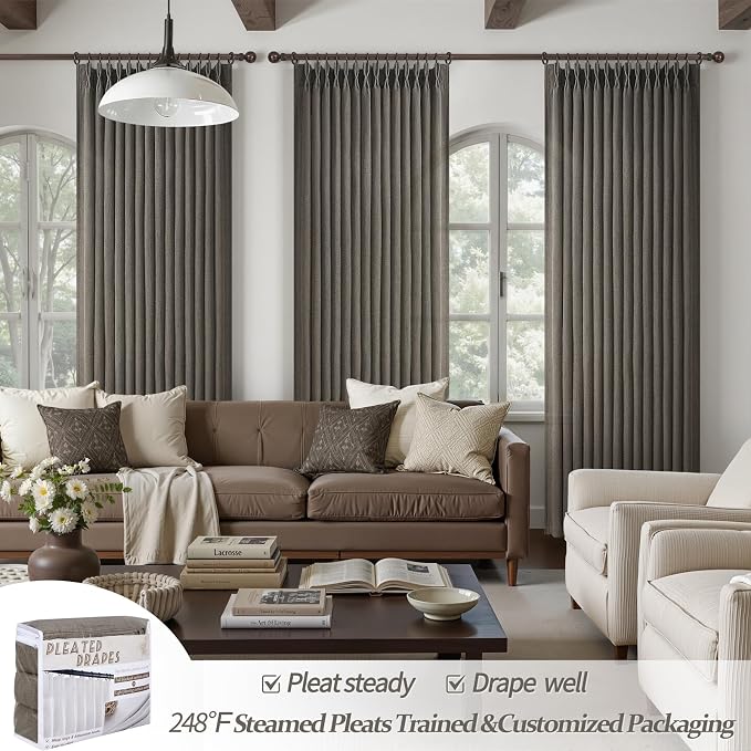 Pinch Pleated Chocolate Tart Semi Sheer Curtains 84 Inches Long - Image 4