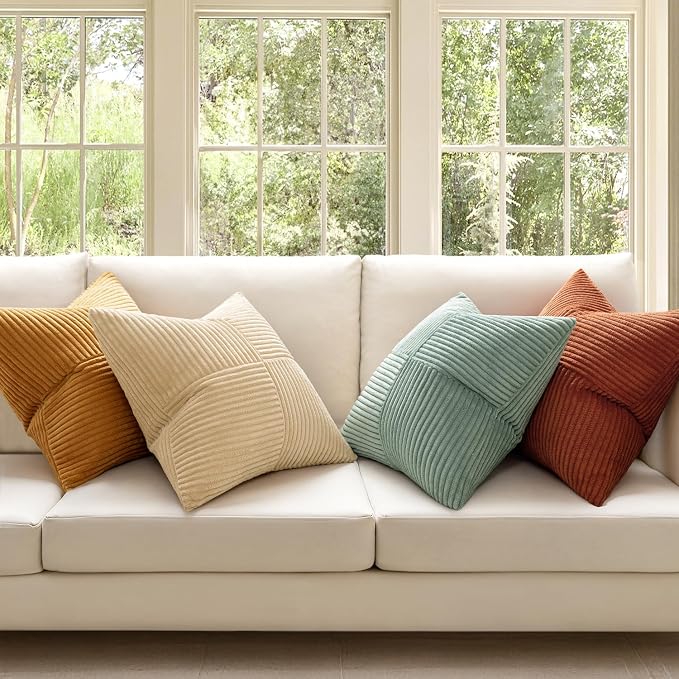 MIULEE Fall Teal-Orange Decorative Throw Pillow Covers 20x20 Inch Set of 4 Boho - Image 5
