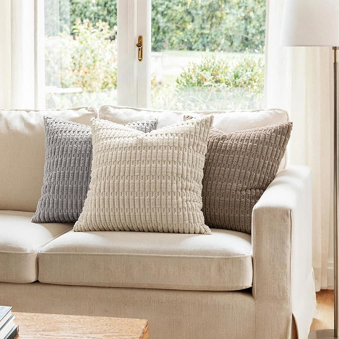 MIULEE Euro Sham Decorative Throw Pillow Covers 26x26 Light Grey Pack of 2 | - Image 3