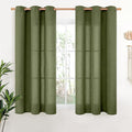 Olive Linen Semi Sheer Curtains 48 Inch Length 2 Panels Light Filtering | Dark by YoungsTex