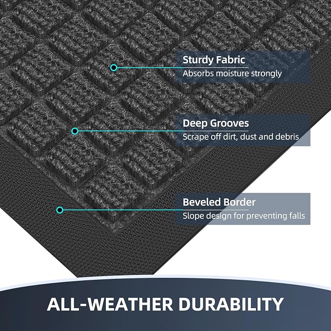 Front Door Mat Outside Entrance, Heavy Duty Waterproof Doormat | 29.5"x17" - Image 4