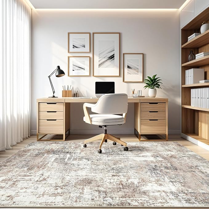 LOONGRUG 6x8 Area Rug Washable Neutral Modern Living Room Rugs Brown | Abstract - Image 8