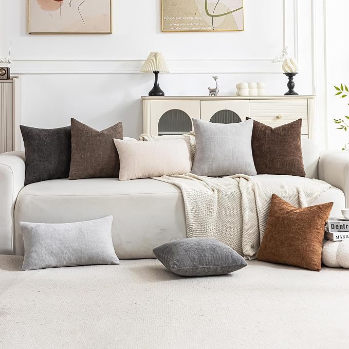 Set of 4 Soft Textured Decorative Throw Pillow Covers 18x18 Inch Cozy Farmhouse - Image 3