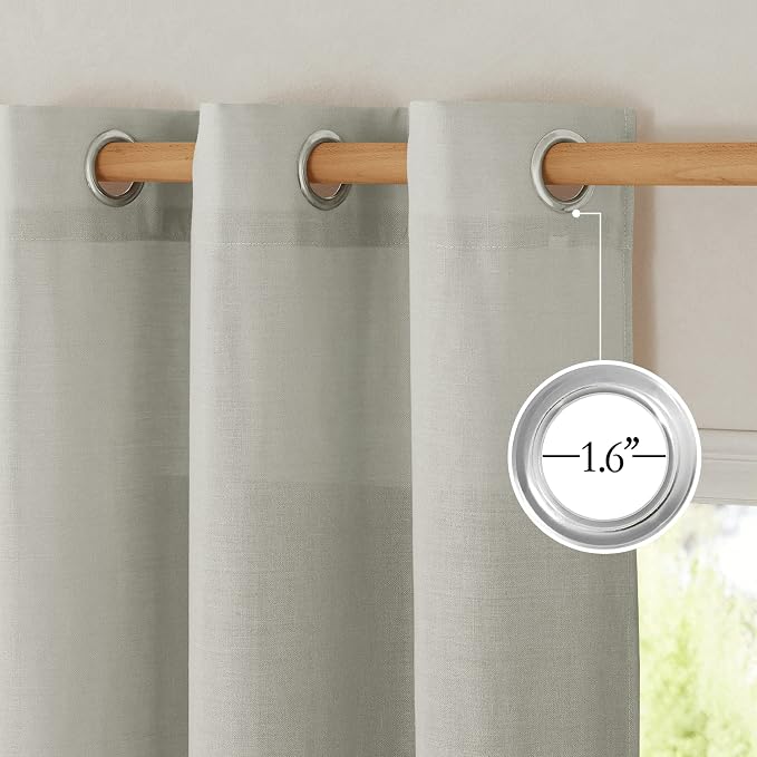 NICETOWN Linen Gray Window Curtains 84 inches Long, Grommet Thick Linen Blend - Image 2