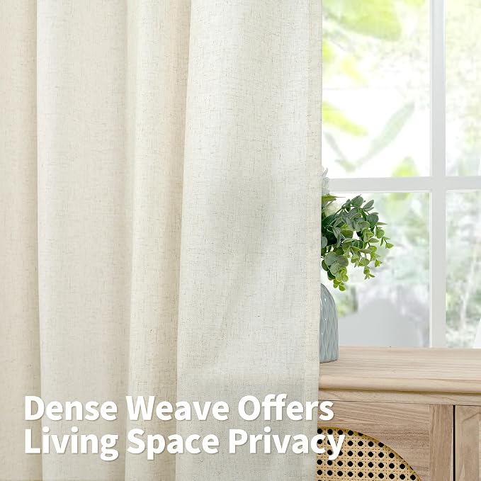 YoungsTex Linen Curtains 108 Inches Length Grommet Light Filtering Living Room - Image 3