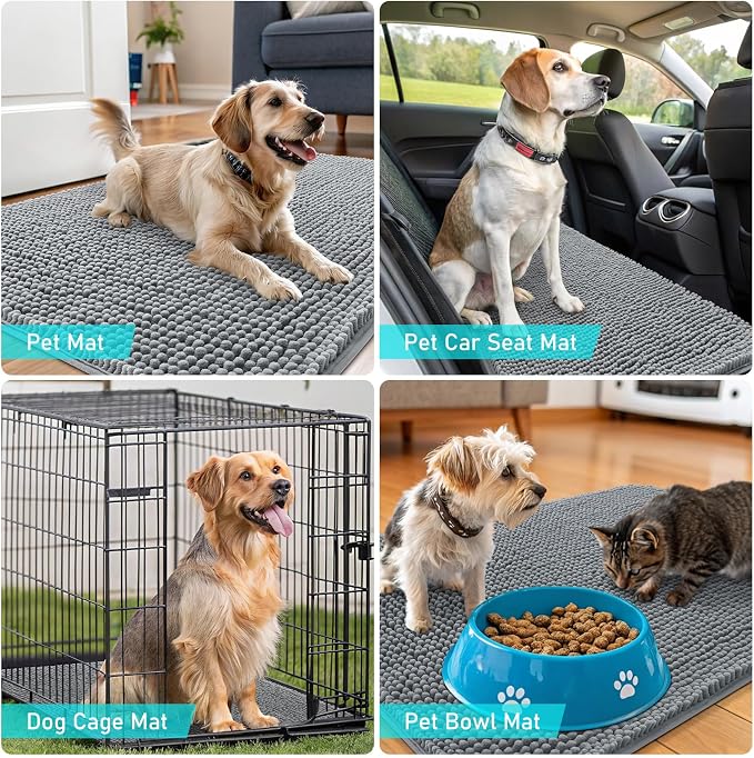 OLANLY Dog Door Mat for Muddy Paws 59x24, Super Absorbent Chenille Mud Mat | - Image 7