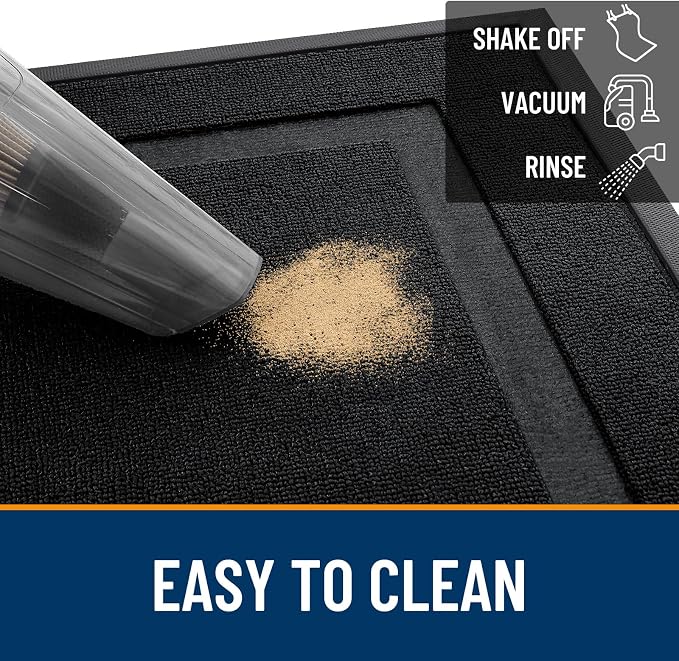 OLANLY Front Door Mat Outside 35x23, All-Season Heavy-Duty Rubber Doormat | Jet - Image 5