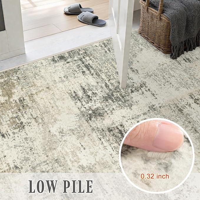Area Rug Living Room: 6x6 Modern Washable Soft Carpet Ash Brown | - Image 7