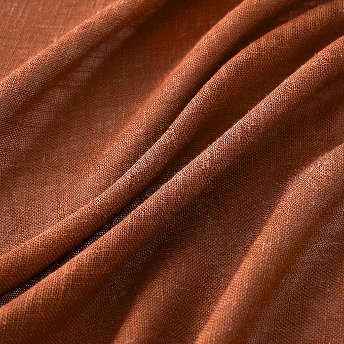MIULEE Burnt Orange Fall Linen Curtains 52x96 Inch - Image 4