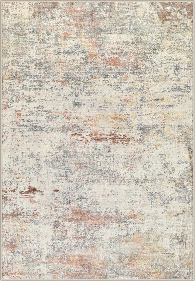Area Rug Living Room: 5x5 Modern Washable Indoor Soft Carpet Taupe | by FXRHLP