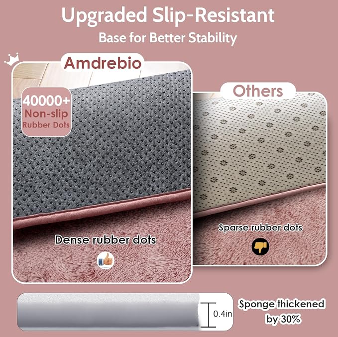 Amdrebio Blush Pink Large Fluffy Area Rug 6x9 - Image 5