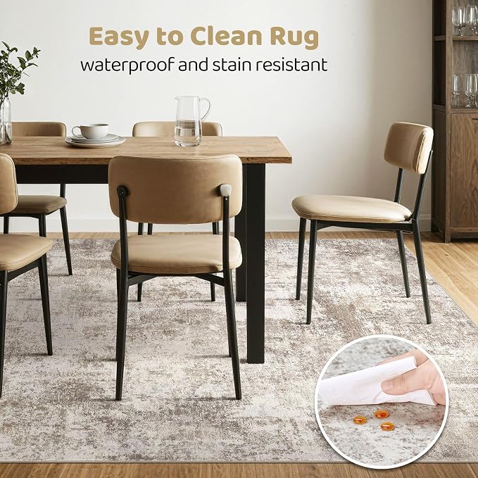 LOONGRUG 3x5 Rug Machine Washable Neutral Modern Soft Rug Brown Beige | Stain - Image 6