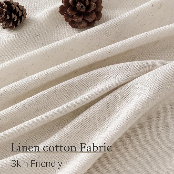 Topfinel 108 Inch Pinch Pleated Linen Curtains 1 Panels, Oatmeal Semi Sheer - Image 3
