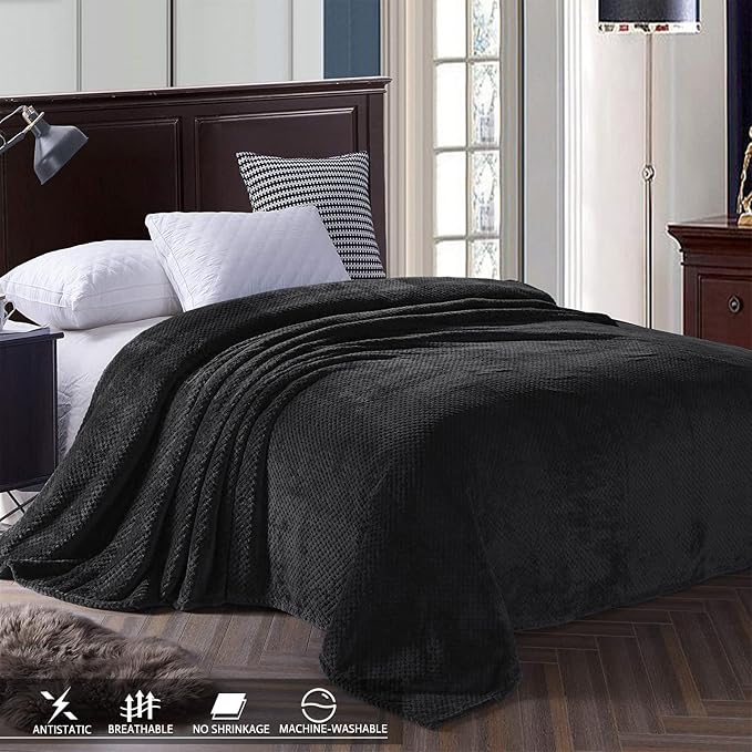Exclusivo Mezcla Soft Waffle Fleece Bed Blanket Queen Size, Cozy Flannel - Image 3