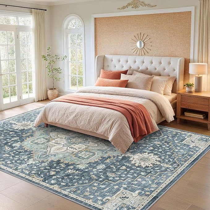 AMADA HOMEFURNISHING 9x12 Washable Area Rug, Low-Profile Large Area Rug - Image 3