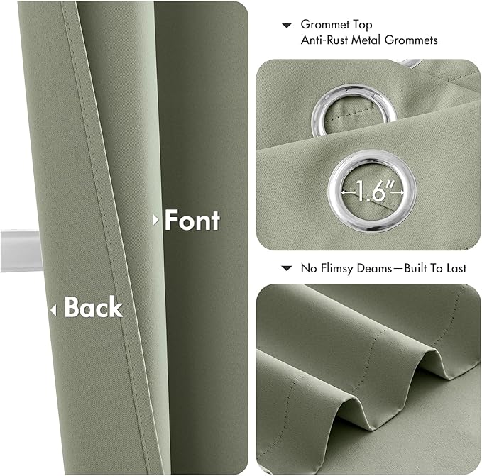 MIULEE Blackout Curtains for Bedroom 2 Panels 40 x 45 Inch Long Sage Green | - Image 4
