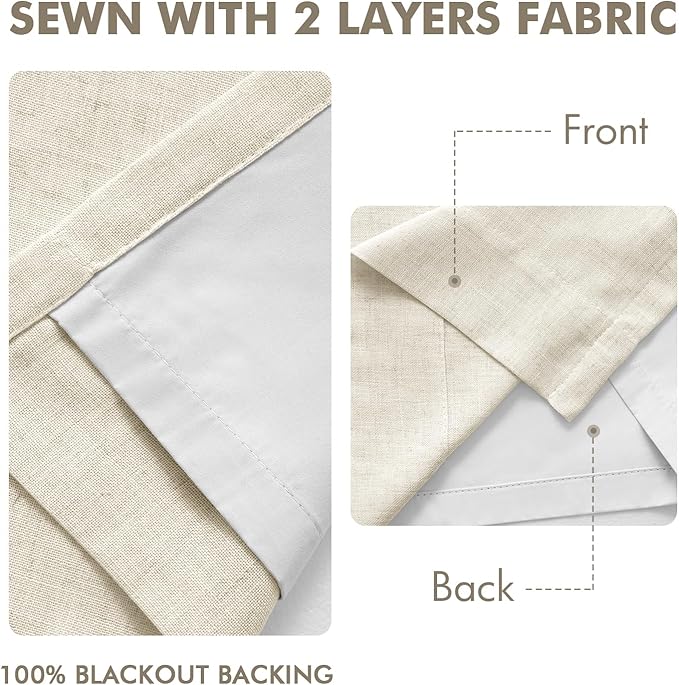 MIULEE Linen Pinch Pleated 100% Blackout Linen Curtains 40x108 Inches | Room - Image 5