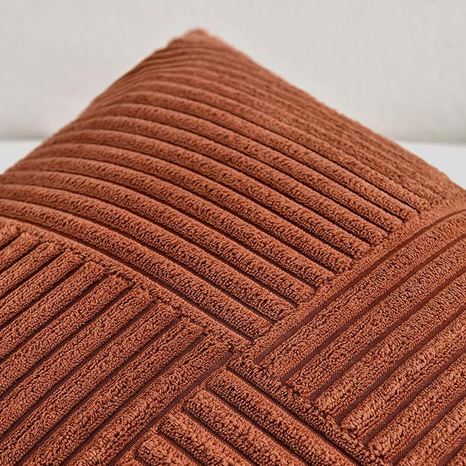 Fancy Homi 2 Packs Rust Decorative Throw Pillow Covers 20x20 Inch - Image 4