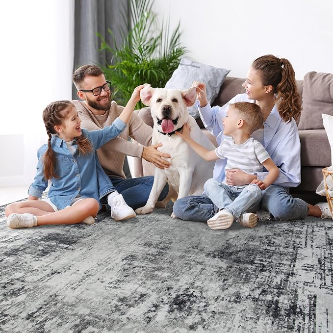 8x10 Area Rugs for Living Room Bedroom Dining Room Washable Black Grey | Soft - Image 7