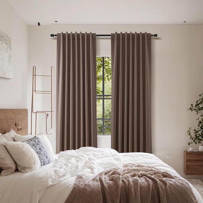 Mocha Mousse 100% Blackout Linen Curtains 90 Inch Length 2 Panels Set - Image 8