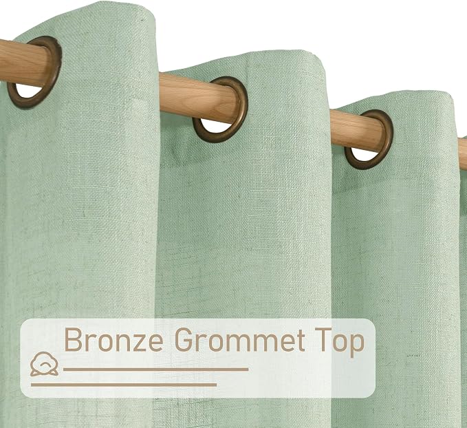 Linen Curtains 48 Inch Length 2 Panels, Light Filtering Panels Bronze Grommet - Image 4
