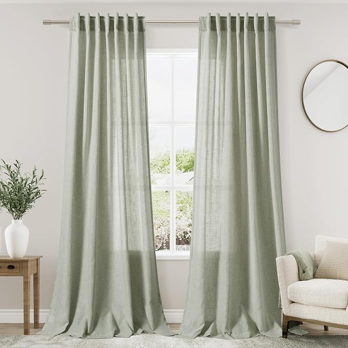 Sage Green Curtains 80 Inches Length by Nanspring