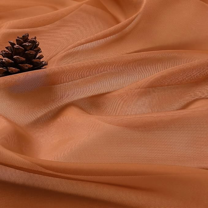 Orange Sheer Curtains 120 Inches Long 2 Panels Set, 59 Inch Extra Wide Soft - Image 5