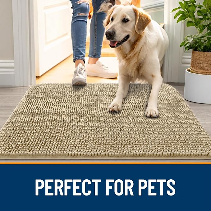 OLANLY Dog Door Mat for Muddy Paws 36x24, Super Absorbent Chenille Mud Mat | - Image 6