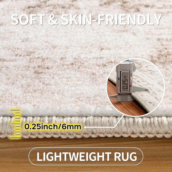 Aelenmu 10x14 Area Rugs for Living Room Dining Room Washable Beige Ivory | Soft - Image 6