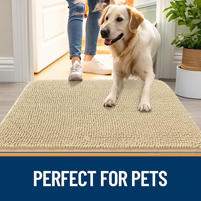 OLANLY Dog Door Mat for Muddy Paws 59x24, Super Absorbent Chenille Mud Mat | - Image 6