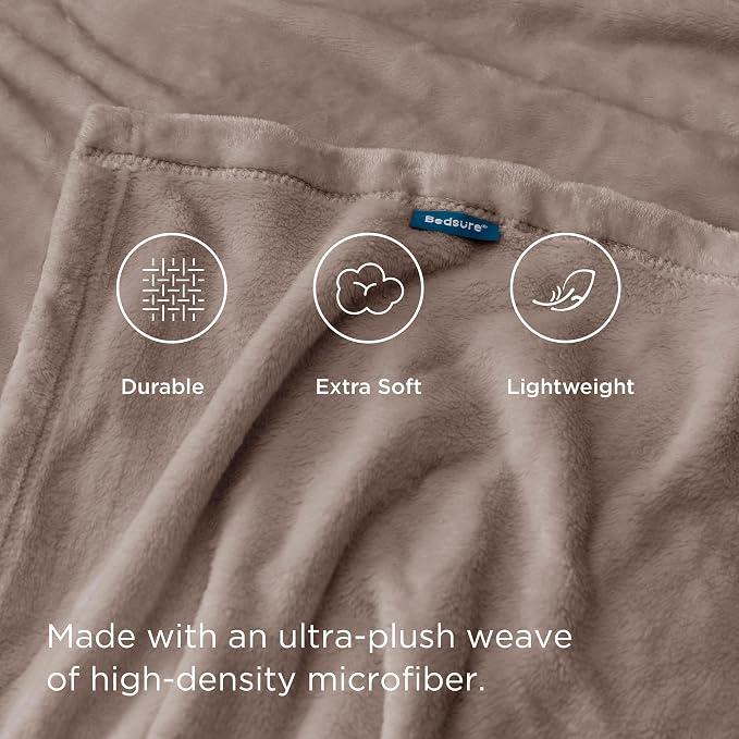 Bedsure GentleSoft Fleece Bed Blankets Queen Size Mocha Brown - Image 4