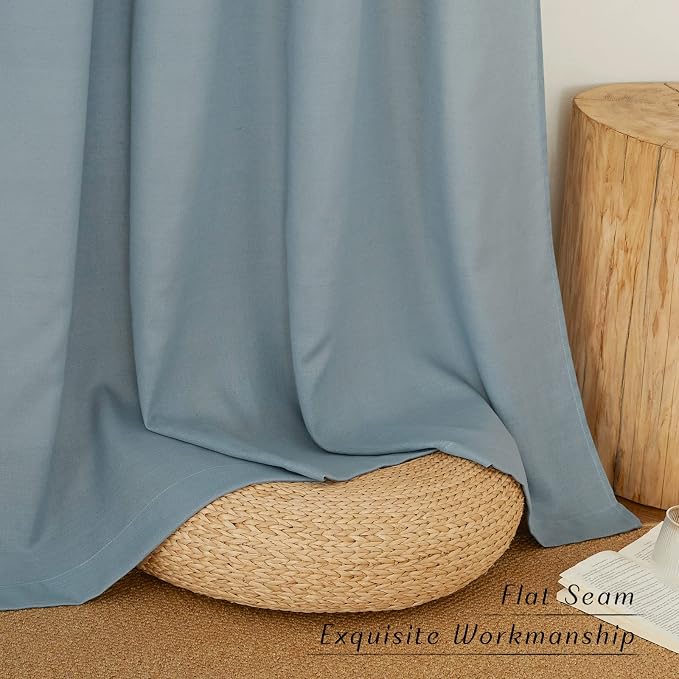 NICETOWN Linen Stone Blue Curtains 63 inch Length, Grommet Top Casual Semi - Image 7