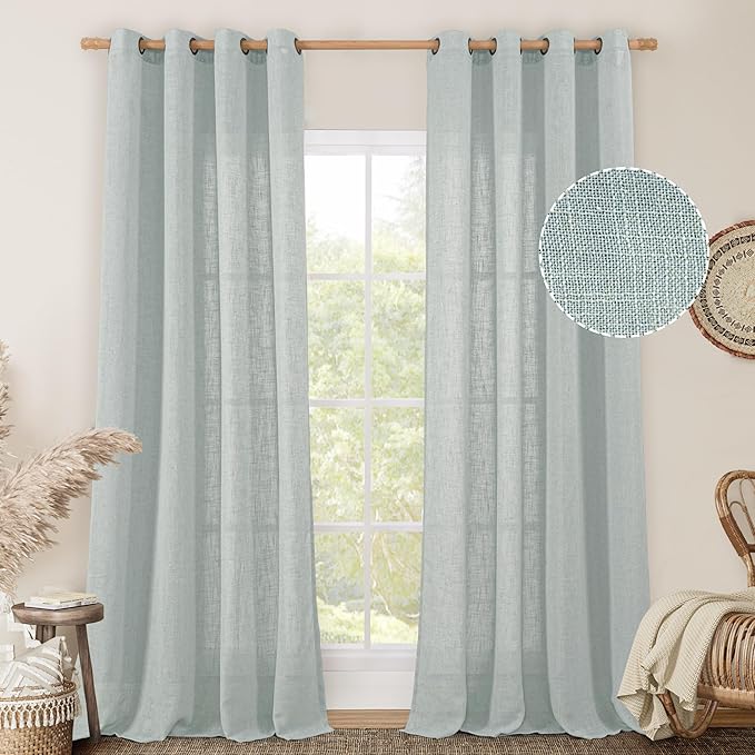 Living Room Linen Curtains 95 Inch by LAMIT