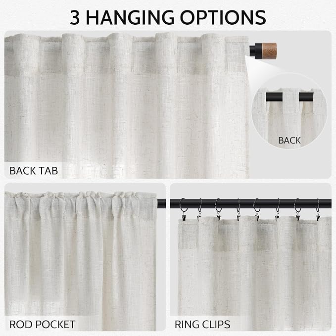Natural Linen Curtains 102 Inches Long - Image 2