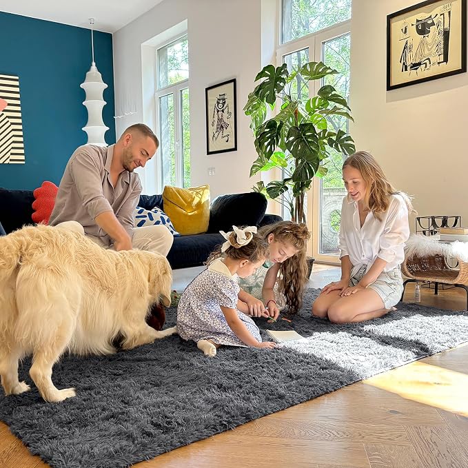 OLANLY 4x4 Machine Washable Accent Rug, Soft Fluffy Shaggy Area Rug - Image 7