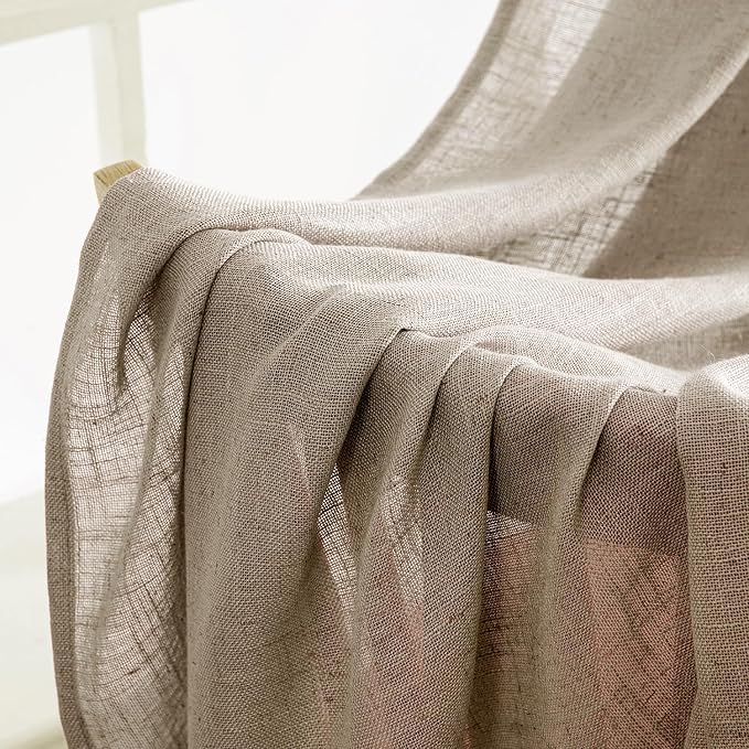 MIULEE Taupe Grey Linen Curtains 52x90 Inch Long 2 Panels - Image 6